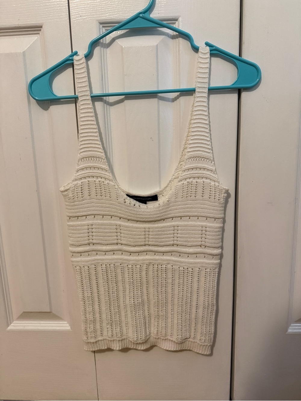 French Connection Cream Crochet Knit Tank Top